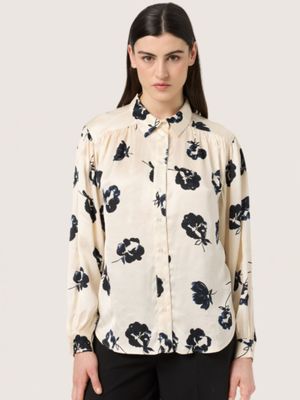 30407998 ERWINA BLOUSE Black and White Flower Print | SOAKED IN LUXURY