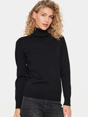 30500018 MILA ROLLNECK PULLOVER BLACK } SAINT TROPEZ