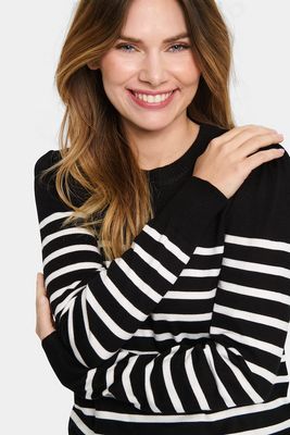30513771 MILA STRIPED PULLOVER Black Mila Stripe | SAINT TROPEZ 30513771 MILA STRIPED PULLOVER Black Mila Stripe | SAINT TROPEZ
