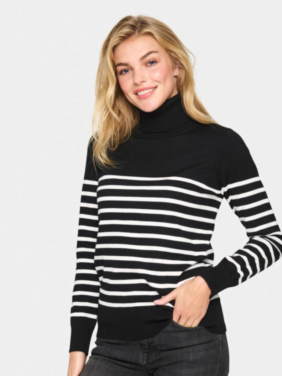 30513772 MILA ROLLNECK PULLOVER Black Mila Stripe 30513772 MILA ROLLNECK PULLOVER Black Mila Stripe
