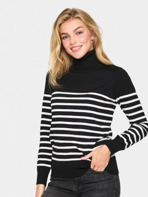 30513772 MILA ROLLNECK PULLOVER Black Mila Stripe 30513772 MILA ROLLNECK PULLOVER Black Mila Stripe