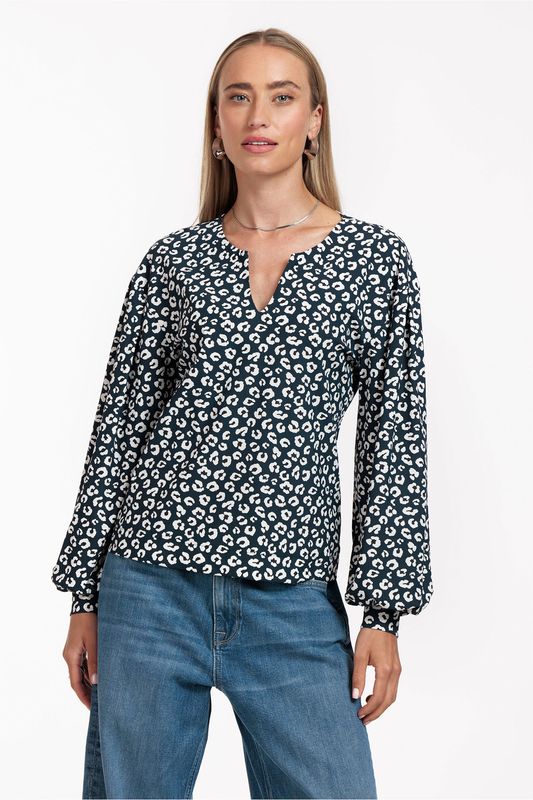 LEAH TOP LEOPARD DBLUE/KIT | STUDIO ANNELOES