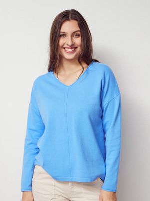 57311 Frigga v-neck knit pullover sky blue | Isay