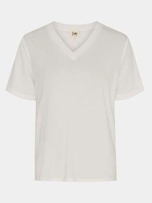 57619 Gritt v-neck t-shirt Broken white | Isay