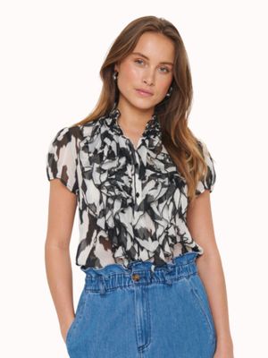 Lilja blouse Black Monochrome Strokes | Saint Tropez