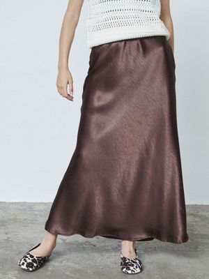 19228 Gewo satin rok Brown | Sisters Point 19228 Gewo satin rok Brown | Sisters Point
