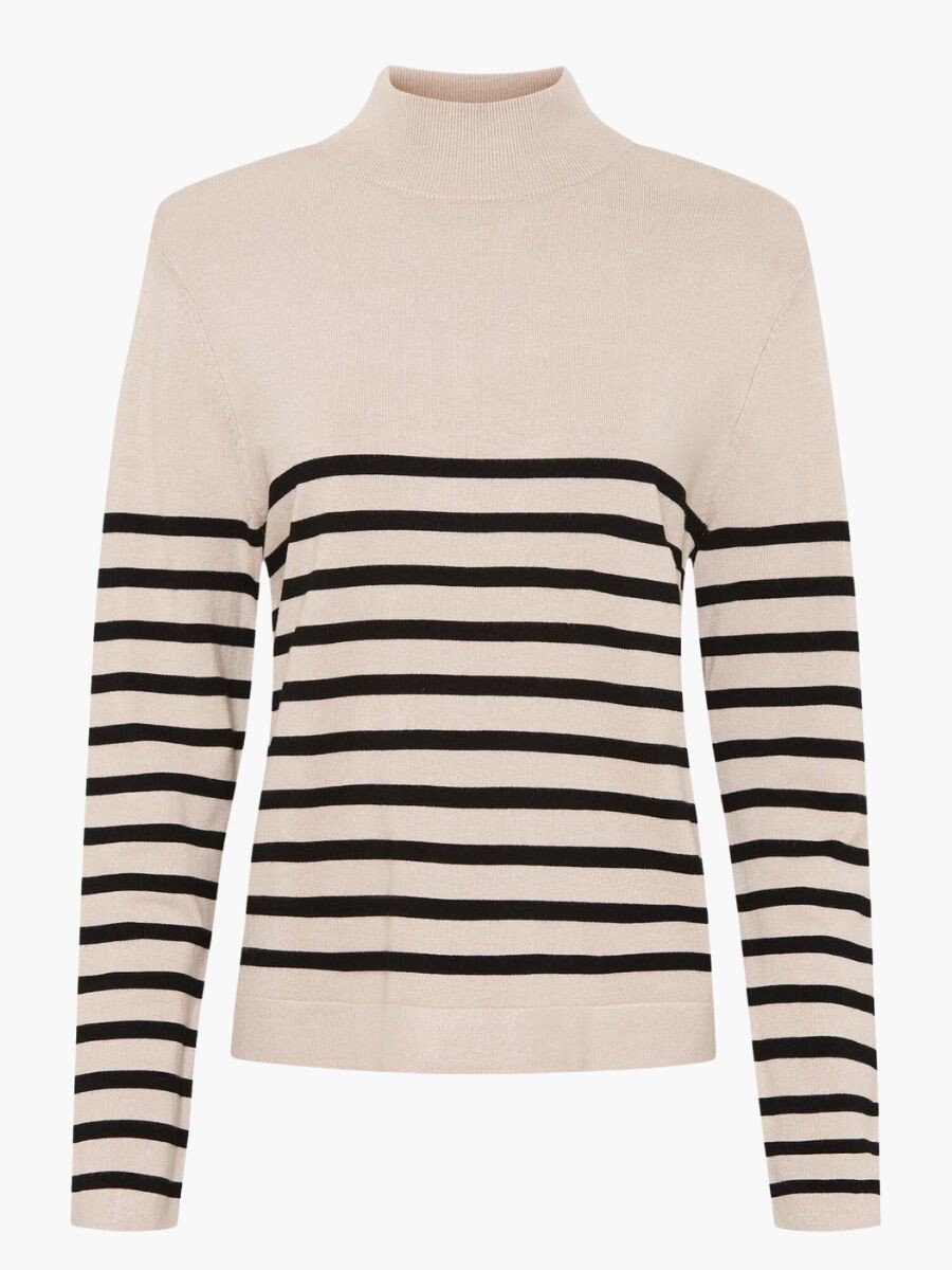 57175 RUBI HIGHNECK PULLOVER WINTER SAND/BLACK STRIPE | ISAY