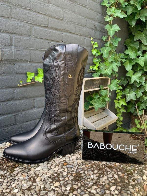 JINTE-1 WESTERNLAARS ZWART | BABOUCHE