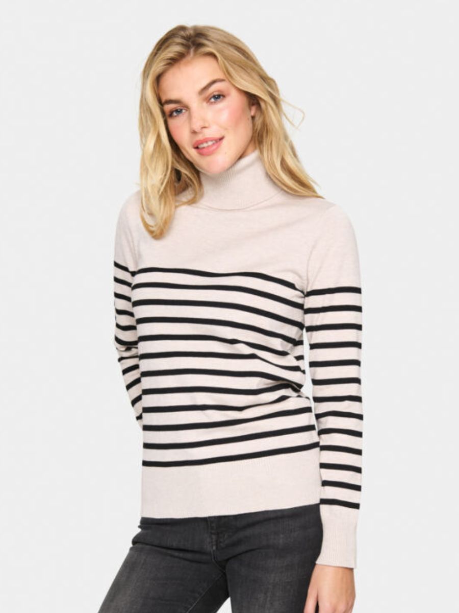 30513772 MILA ROLLNECK PULLOVER Gray Morn Mila Stripe | SAINT TROPEZ 30513772 MILA ROLLNECK PULLOVER Gray Morn Mila Stripe | SAINT TROPEZ