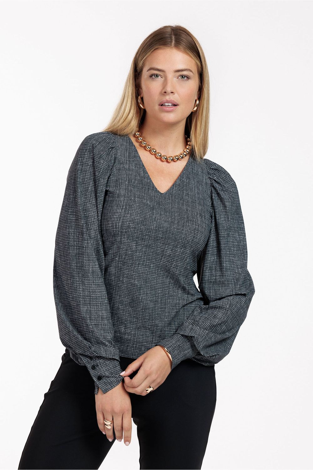12099 BODI TWEED TOP BLACK/OFFWHITE | STUDIO ANNELOES 12099 BODI TWEED TOP BLACK/OFFWHITE | STUDIO ANNELOES