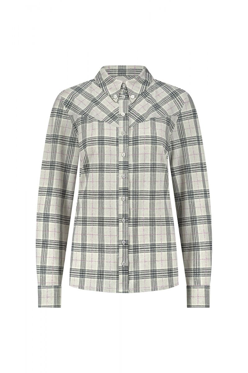 12121 BOBBY WESTERN CHECK BLOUSE grey melange/antraciet | STUDIO ANNELOES 12121 BOBBY WESTERN CHECK BLOUSE grey melange/antraciet | STUDIO ANNELOES
