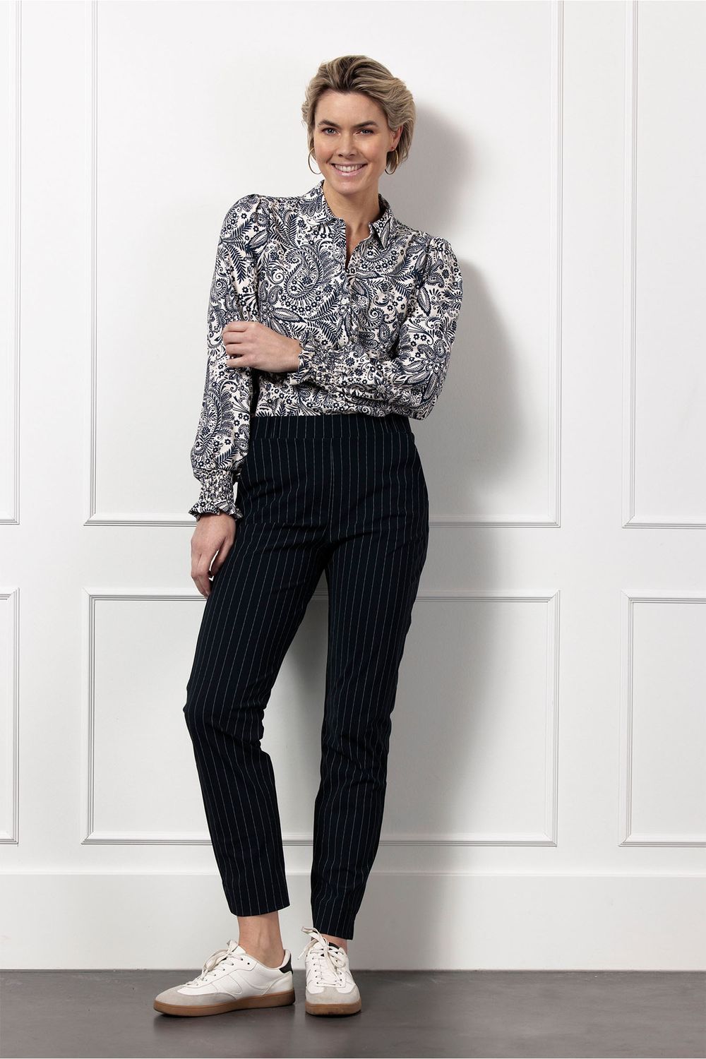 LOUISA PAISLEY BLOUSE off white/dark blue | STUDIO ANNELOES LOUISA PAISLEY BLOUSE off white/dark blue | STUDIO ANNELOES