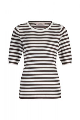 Luna stripe pullover off white/espresso | Studio Anneloes Luna stripe pullover off white/espresso | Studio Anneloes