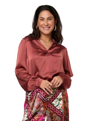 Jade Satin Sienna brown top | Tessa Koops