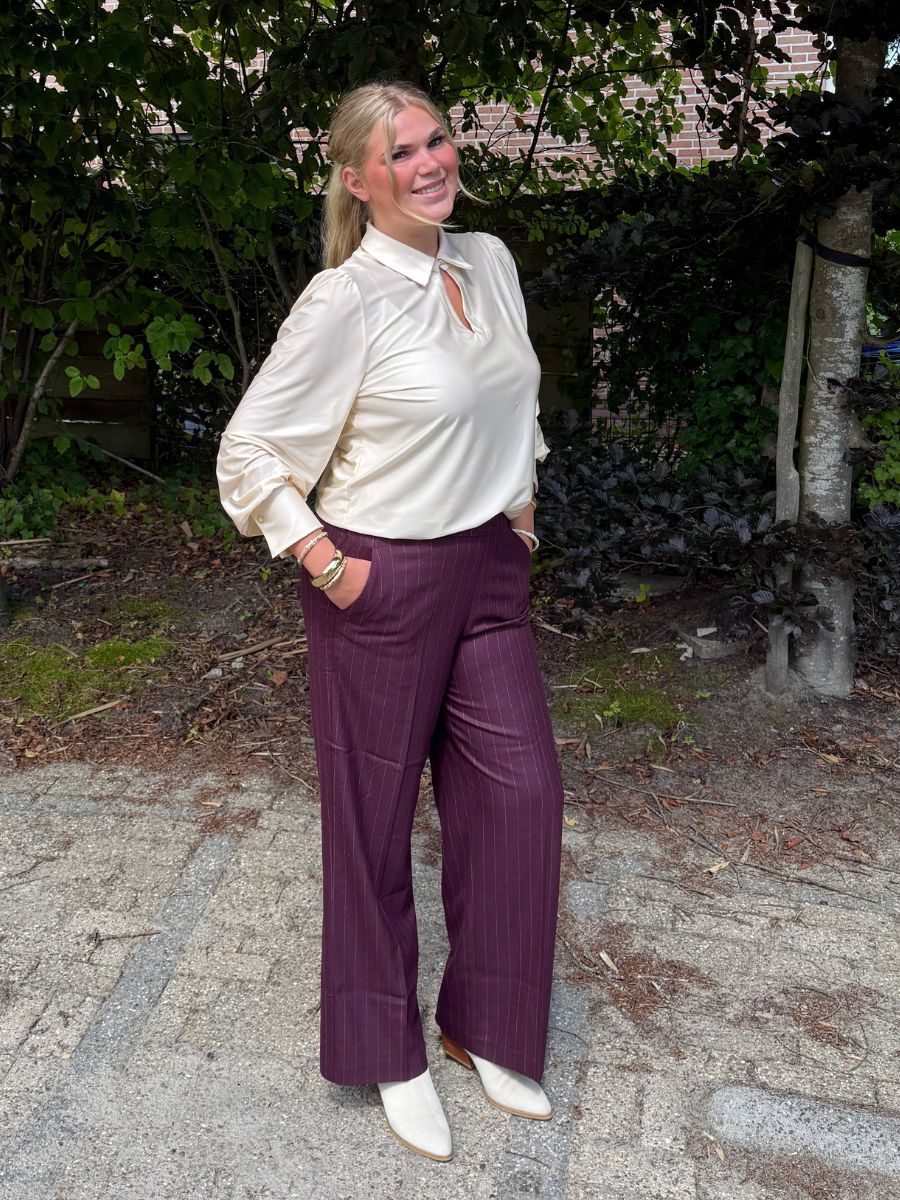Carmelia pants krijtstreep Burgundy | Corel Carmelia pants krijtstreep Burgundy | Corel