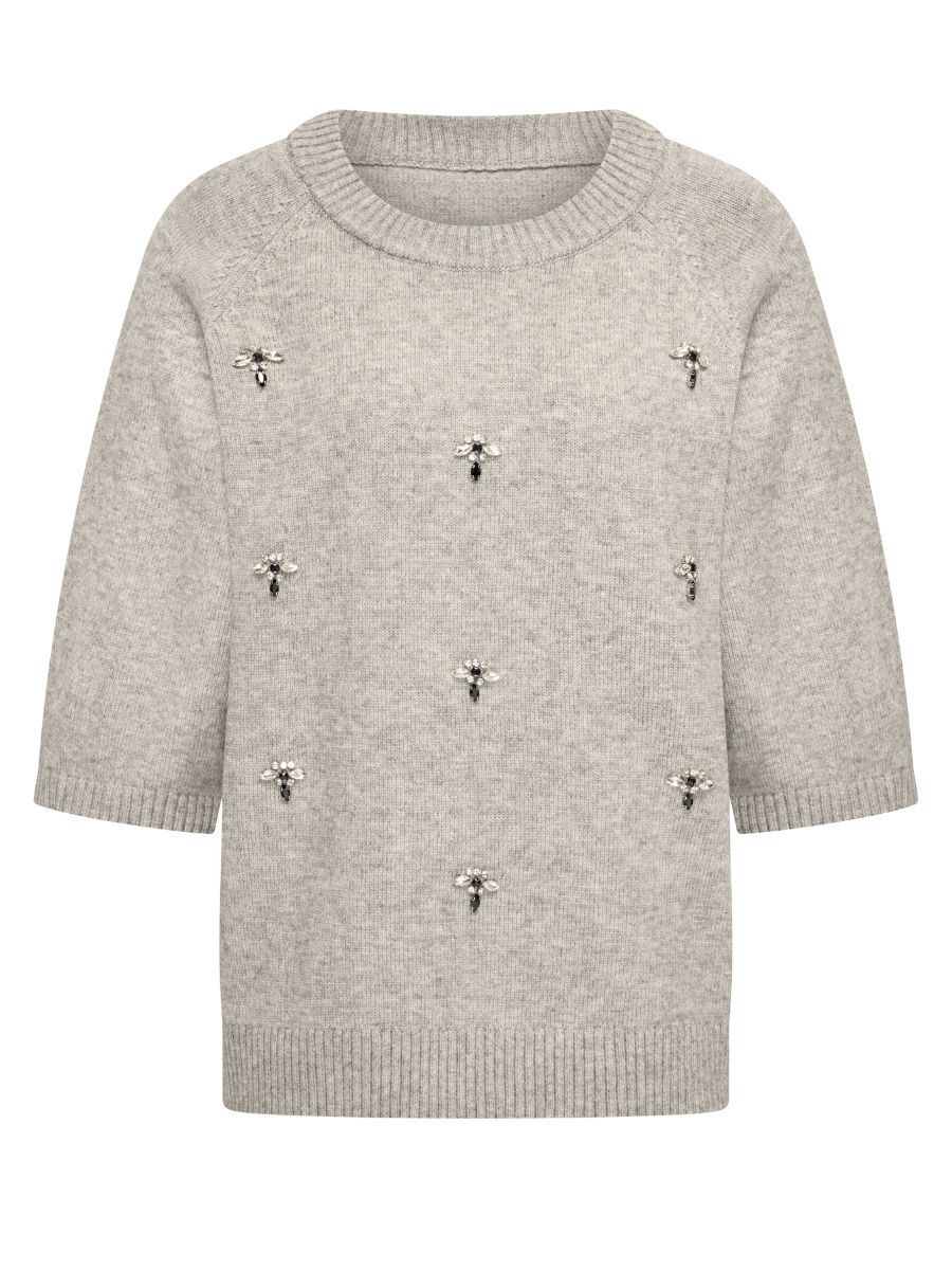 Romeo knit strass sweater Light grey Melange | Rootz69 private label Romeo knit strass sweater Light grey Melange | Rootz69 private label