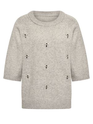 Romeo knit strass sweater Light grey Melange | Rootz69 private label Romeo knit strass sweater Light grey Melange | Rootz69 private label