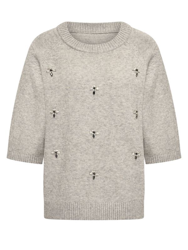 Romeo knit strass sweater Light grey Melange | Rootz69 private label Romeo knit strass sweater Light grey Melange | Rootz69 private label