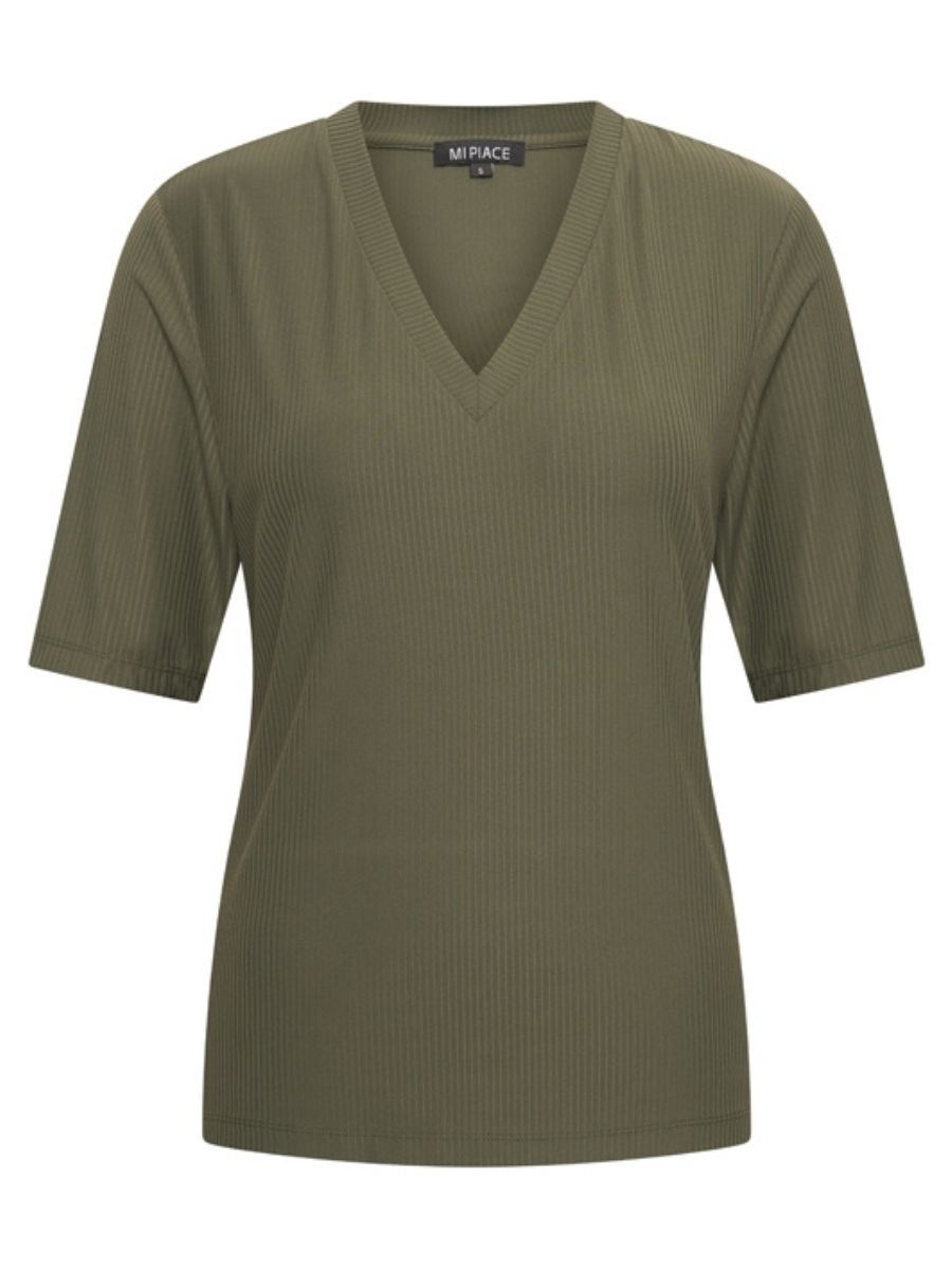Travel top ribbed v-hals deep depth | Mi Piace Travel top ribbed v-hals deep depth | Mi Piace