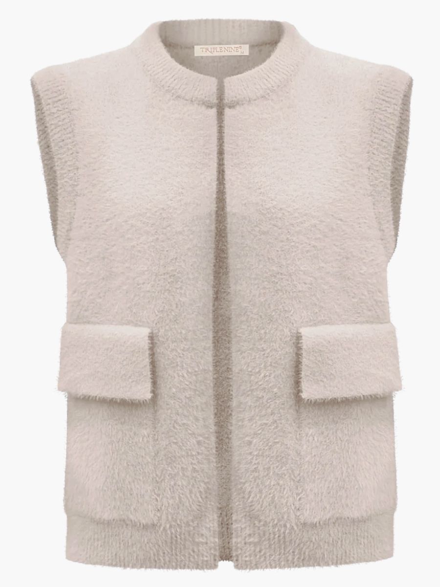 Gilet fluffy pockets creme | Triple Nine Gilet fluffy pockets creme | Triple Nine