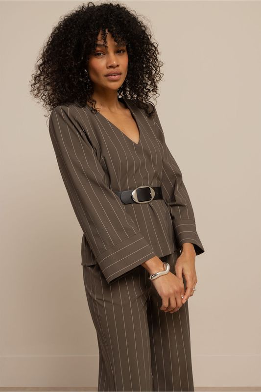 Cilou stripe top new army/kit | Studio Anneloes