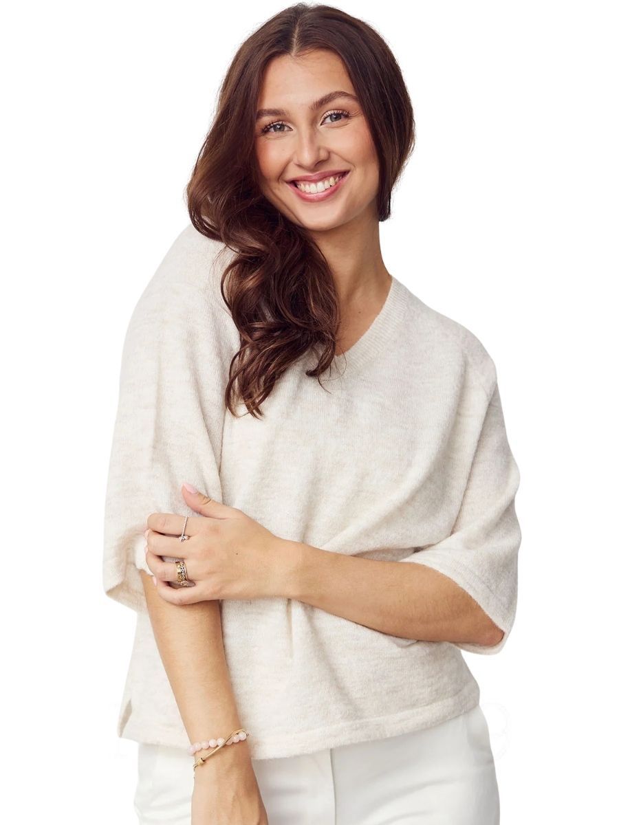 Anna s/s v-neck pullover Broken White | Isay