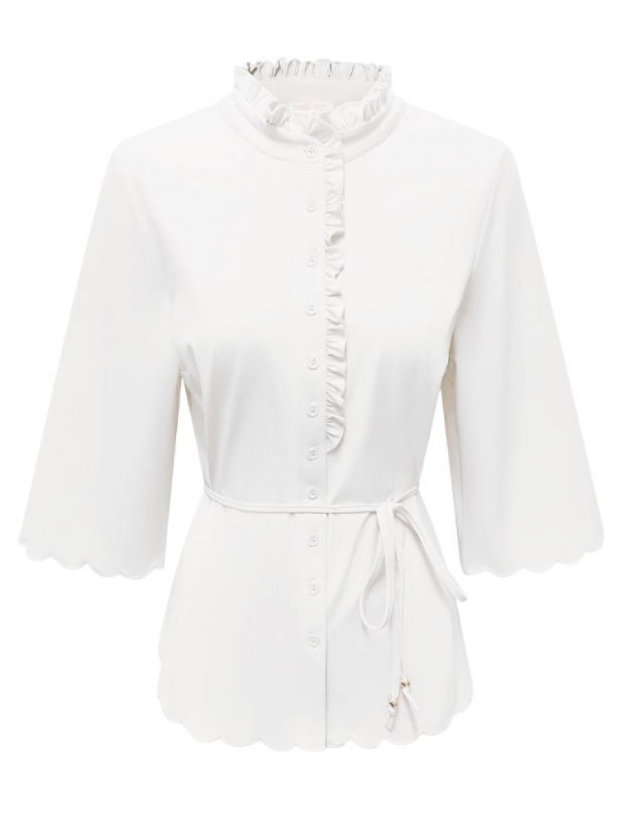 Blouse met ruffle en koord | Triple Nine Blouse met ruffle en koord | Triple Nine