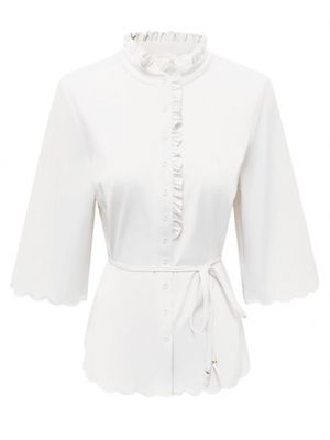 Blouse met ruffle en koord | Triple Nine
