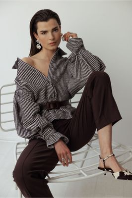 Roisin bonded trousers espresso | Studio Anneloes