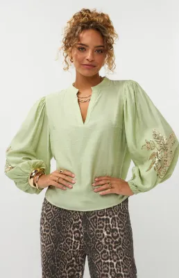 Rose blouse top soft green | Ydence