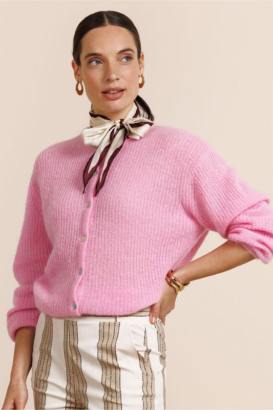 Bibi spring cardigan pop pink | studio Anneloes Bibi spring cardigan pop pink | studio Anneloes
