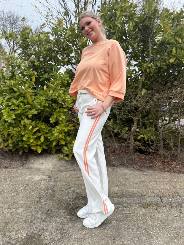 Wide leg trousers stripe offwhite salmon | Zip73 Wide leg trousers stripe offwhite salmon | Zip73