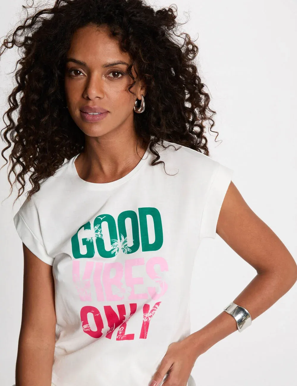 Donly Good Vibes Only t-shirt offwhite | Morgan Donly Good Vibes Only t-shirt offwhite | Morgan