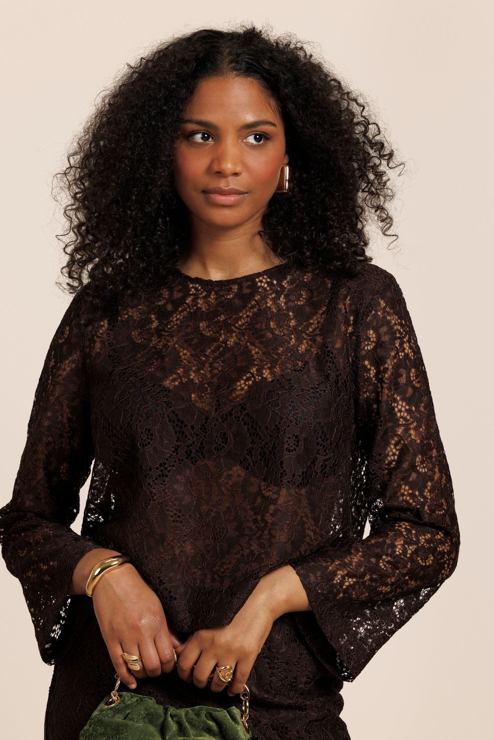Amaya lace top espresso | Studio Anneloes Amaya lace top espresso | Studio Anneloes
