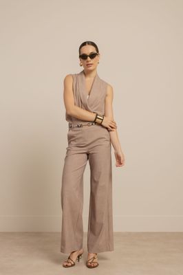 Lexie linen look trousers latte | Studio Anneloes Lexie linen look trousers latte | Studio Anneloes