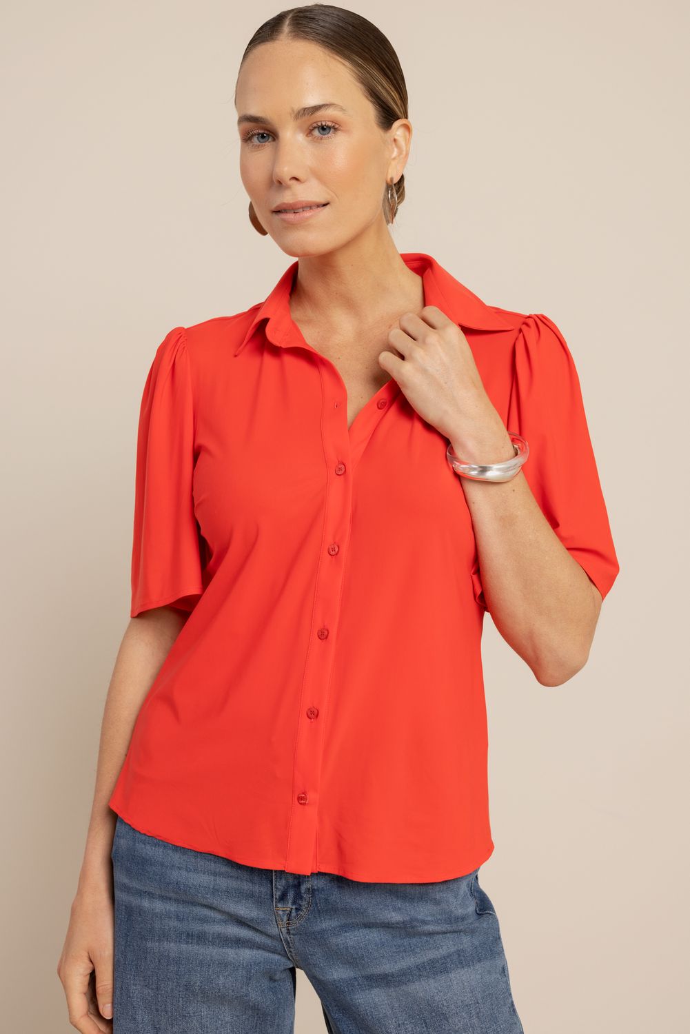 Poppy butterfly blouse coral red | Studio Anneloes Poppy butterfly blouse coral red | Studio Anneloes