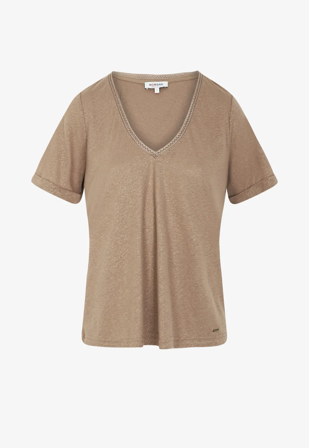 DAMA shirt v-hals Pecan | Morgan DAMA shirt v-hals Pecan | Morgan