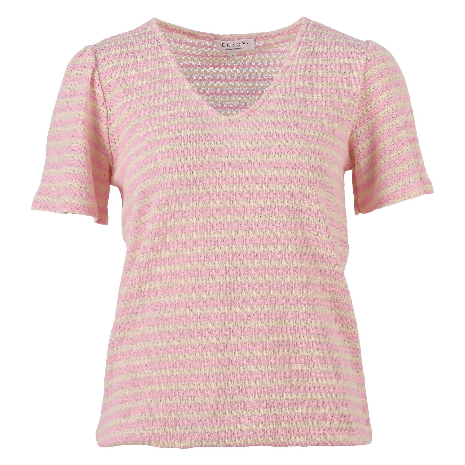 503613 Top v-hals gestreept rose | Enjoy 503613 Top v-hals gestreept rose | Enjoy