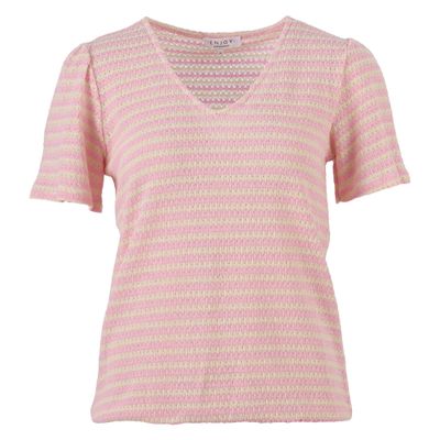 503613 Top v-hals gestreept rose | Enjoy 503613 Top v-hals gestreept rose | Enjoy