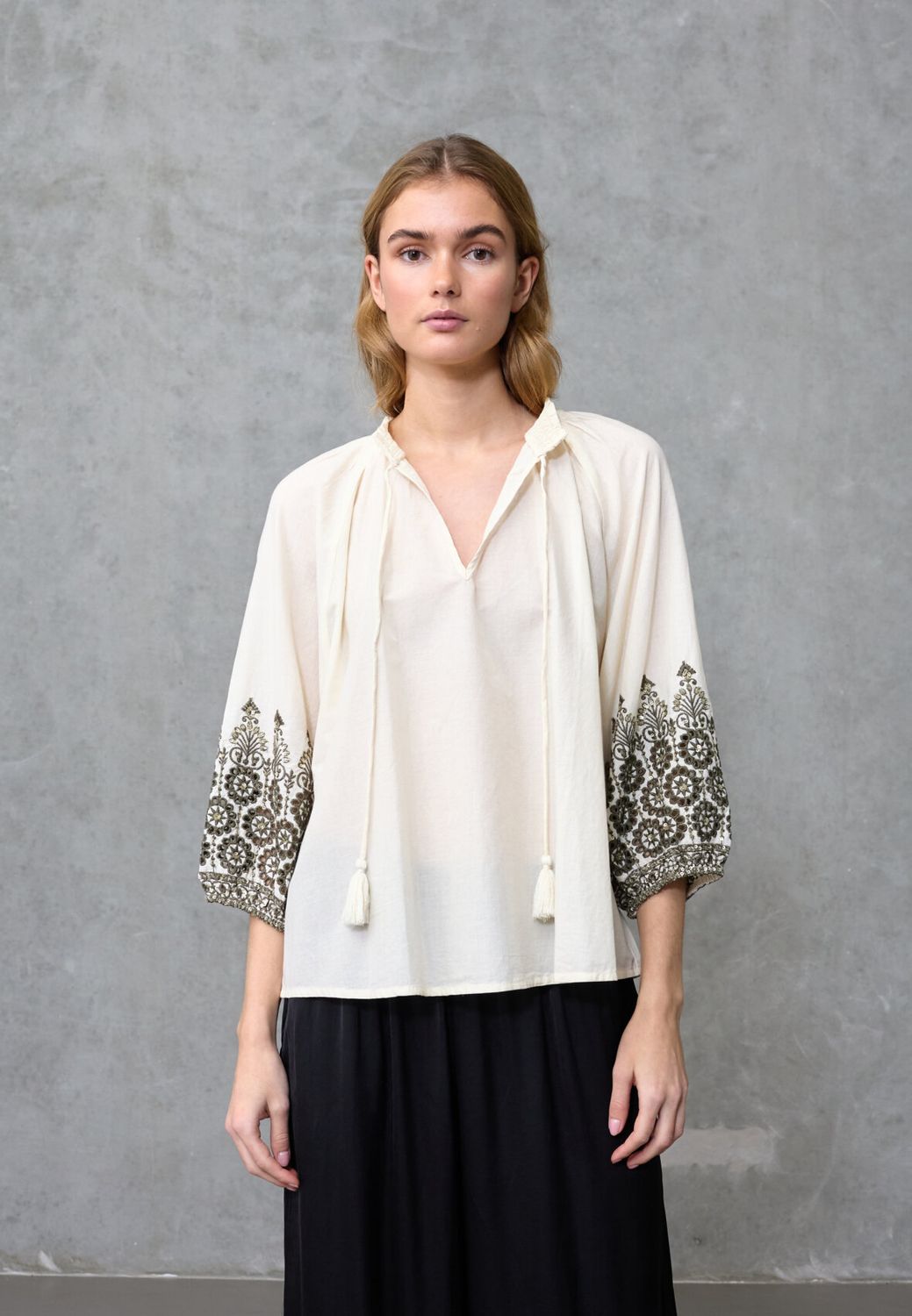 Love1504 blouse top cream/khaki | Love & Divine Love1504 blouse top cream/khaki | Love & Divine