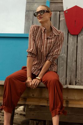 Yentil check bloouse Offwhite/Rust | Studio Anneloes Yentil check bloouse Offwhite/Rust | Studio Anneloes