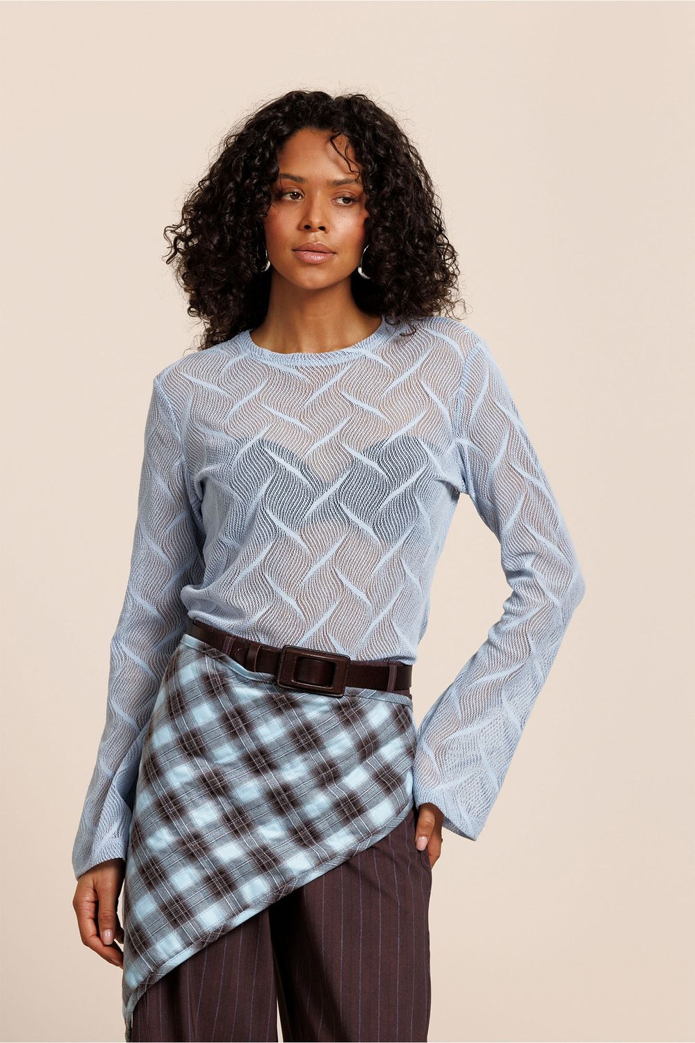 Studio Anneloes Reagan Flare Lace Top Sky Blue Studio Anneloes Reagan Flare Lace Top Sky Blue