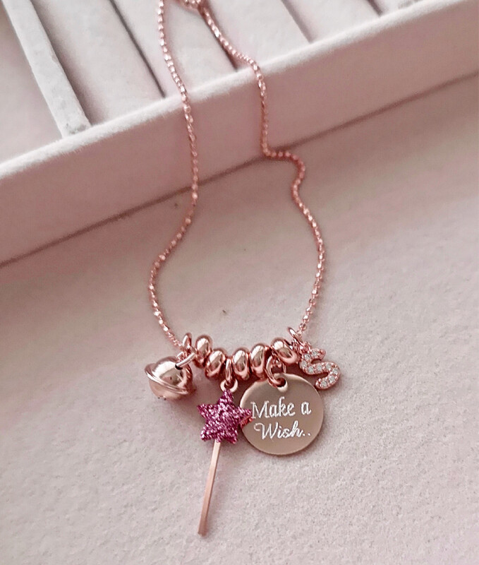 COLLANA BACCHETTA GLITTER E RONDELLE 