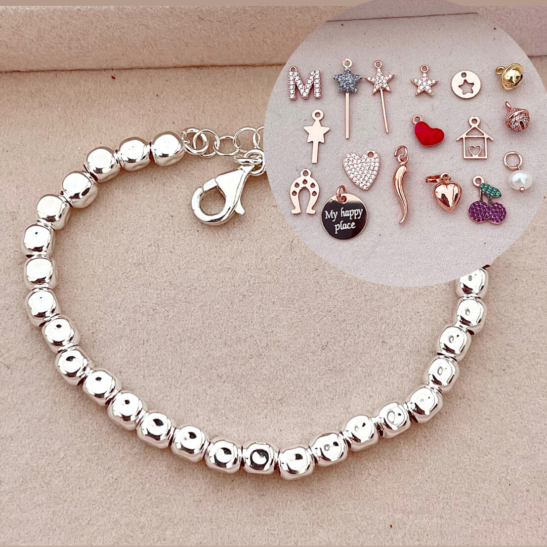 BRACCIALE PEPITE E CIONDOLI