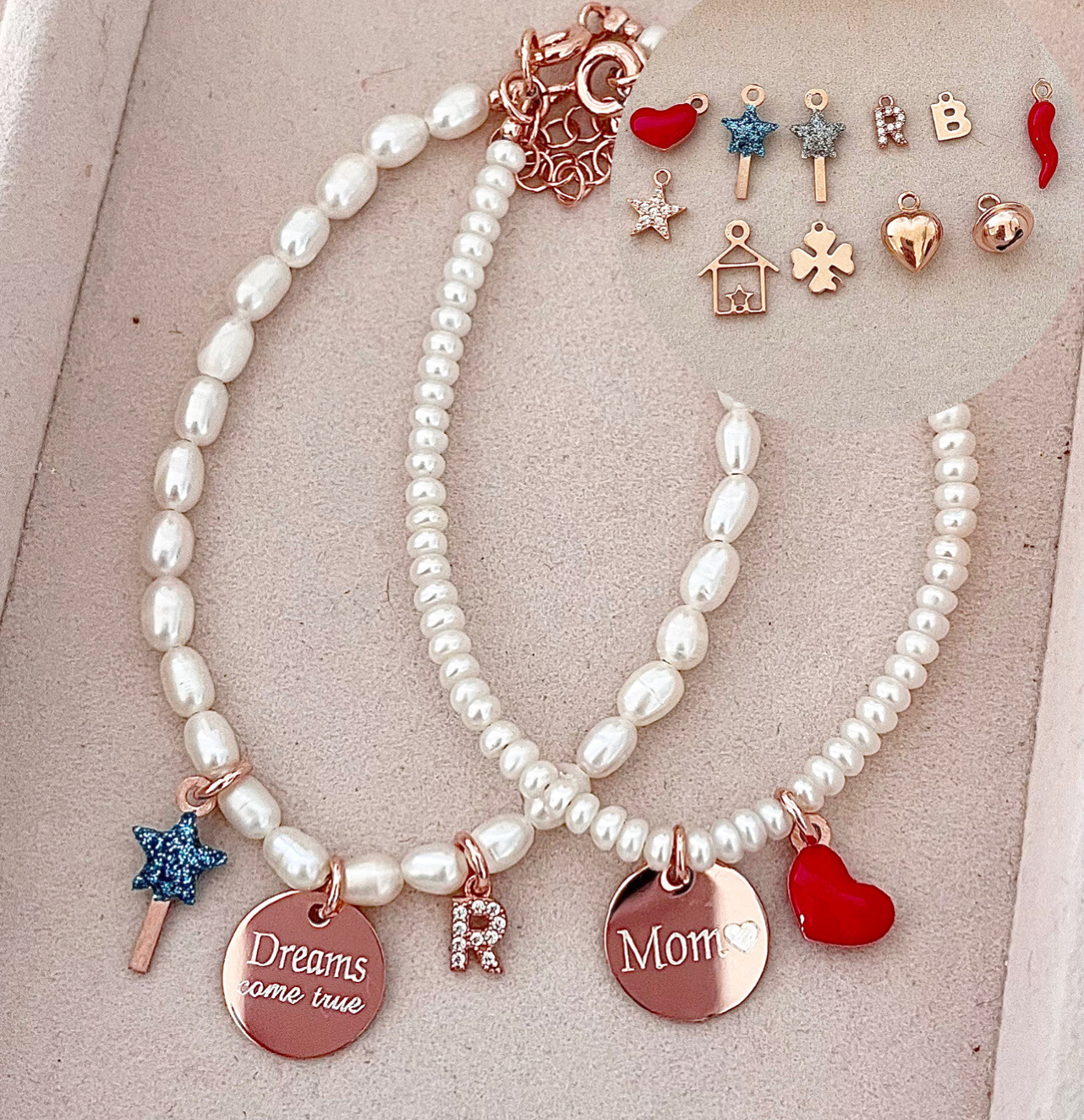 BRACCIALE PERLE E CIONDOLI