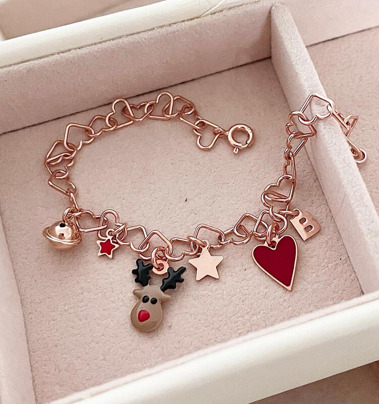 BRACCIALE NATALE CON CATENA CUORI 