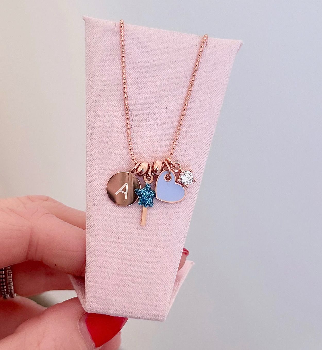 COLLANA BACCHETTA MAGICA CUORE E PUNTO LUCE