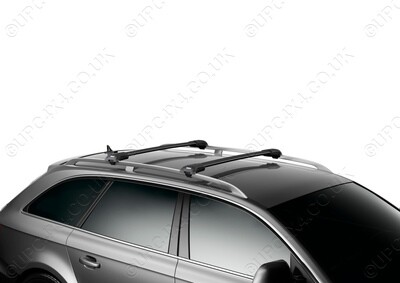 Thule WingBar Edge Black Roof Bars - Nissan Navara Double Cab (D40) 05-15 pick up with Roof Rails