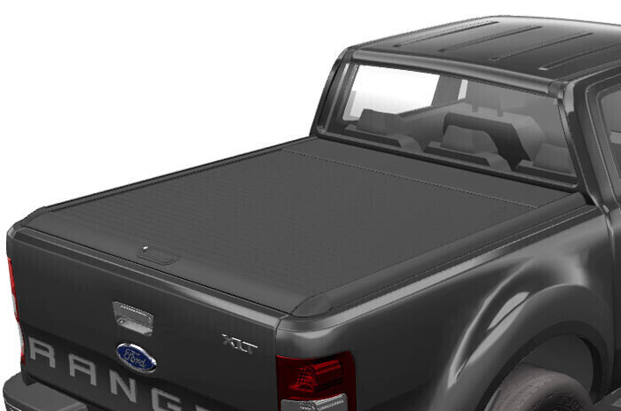 Mountain Top Roll Black Aluminium Roller Shutter Tonneau Cover - Ford Ranger Super Cab