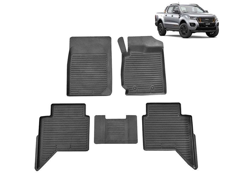 EVA Rubber Floor Mats 5pc Set - Ford Ranger T6 2012-2022 Double Cab